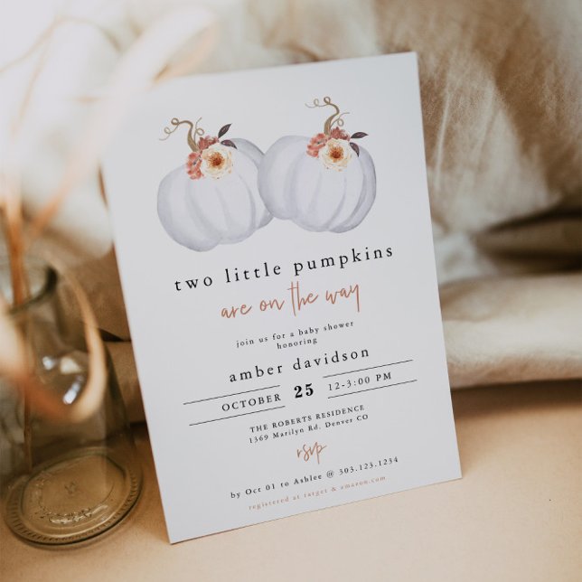 Invitation AMBER Rustic Deux Petits Baby showers jumeaux Citr (Créateur téléchargé)