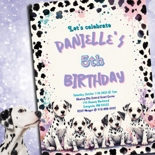 Invitation Ambiance pastel Dalmatienne ponctuée Fête d'annive
