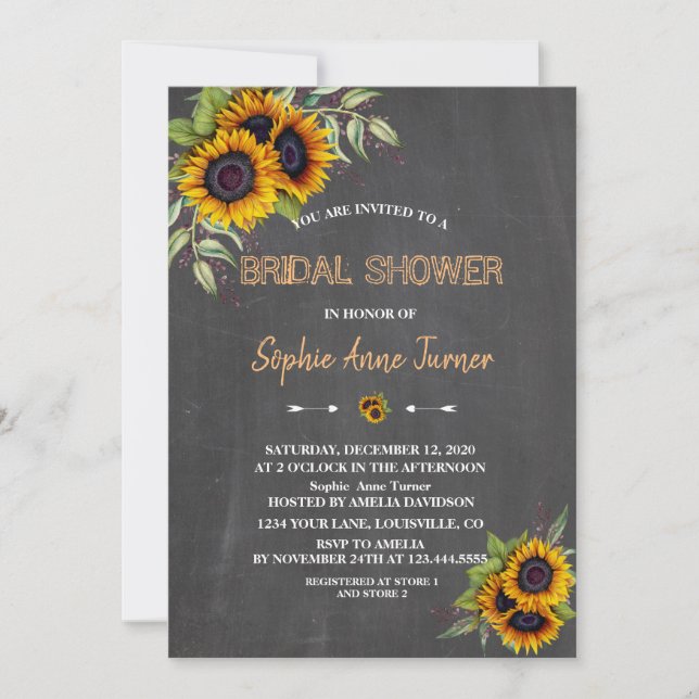 Invitation Ambiance romantique Sunflower Fête des mariées en  (Devant)