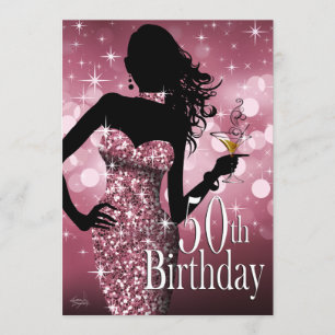 Invitation Amenez la Bling Sparkle 50e anniversaire   mauve