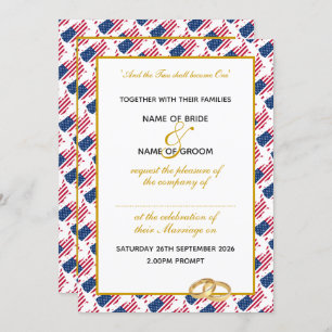 Invitation AMERICA USA avec Mariage de script en or Faux