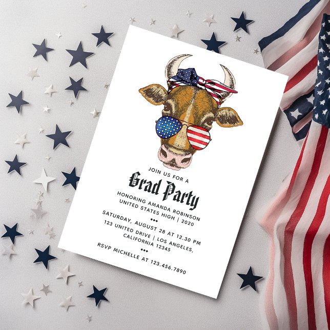 Invitation American Cow Graduation Photo (Créateur téléchargé)