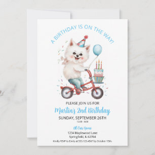 Invitation American Eskimo Bike avec gâteau 2e fête d'anniver