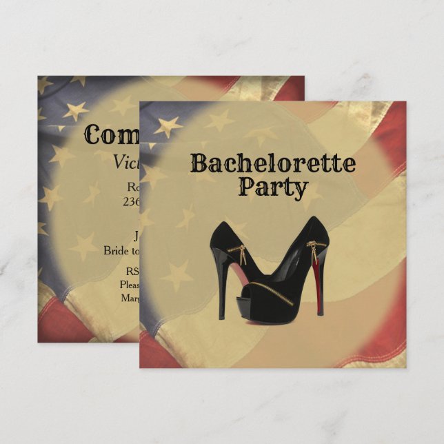 Invitation American Flag Bachelorte (Devant / Derrière)