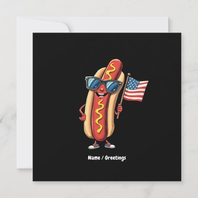 Invitation American Flag Drôle Funny Hotdog Lunettes de solei (Devant)