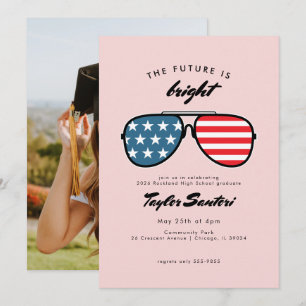 Invitation American Flag Graduation Party Lunettes de soleil 