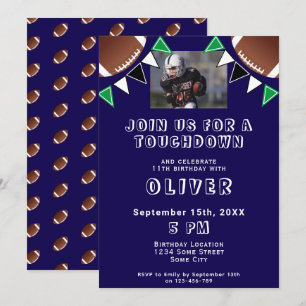 Invitation American Football Ball Flags Photo Anniversaire