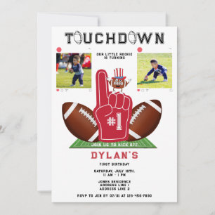 Invitation American Football Mascot Touchdown Rookie Annivers
