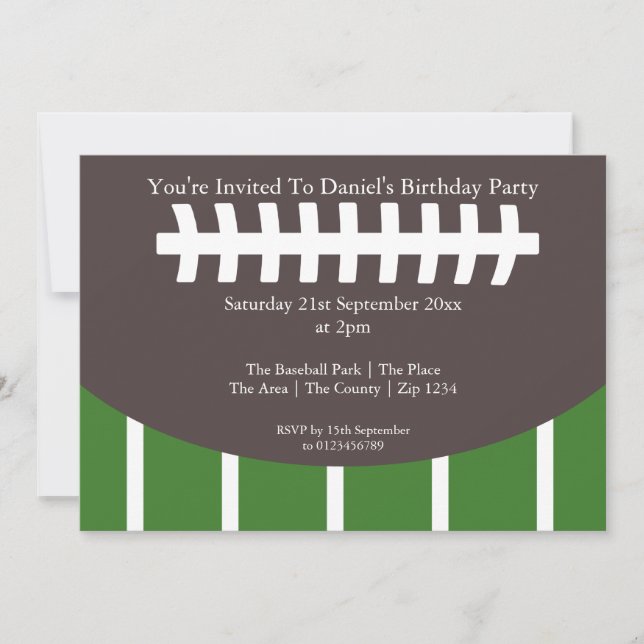 Invitation American Football Party (Devant)