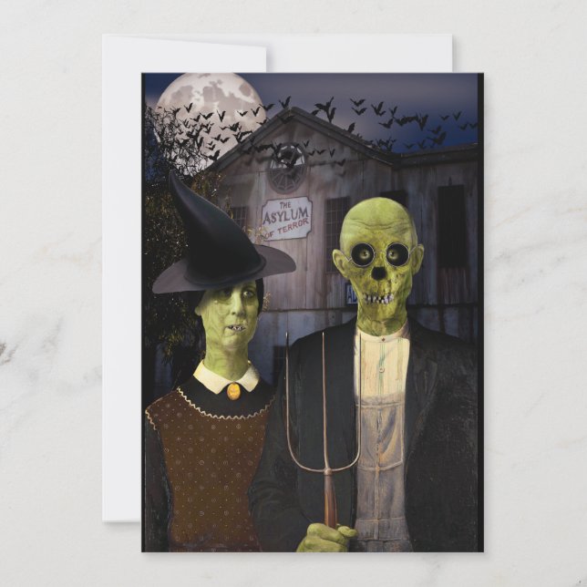 Invitation American Gothic Halloween Haunted House (Devant)