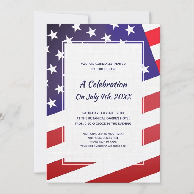 Invitation American Patriot Classic 4 juillet US Drapeau (Devant)