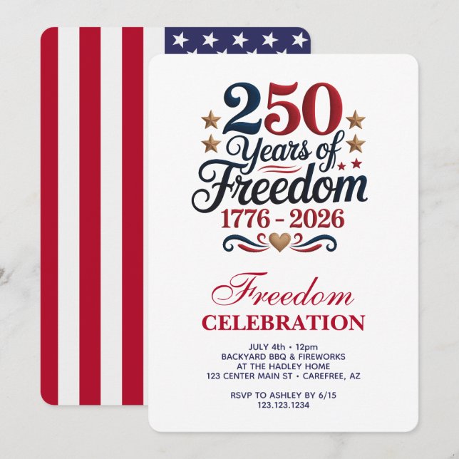 Invitation America's 250th Anniversary Party (Devant / Derrière)