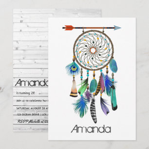 Invitation Amérindien Dreamcatcher Birthday Party