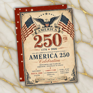 Invitation Amérique 250 Vintage Patriotique