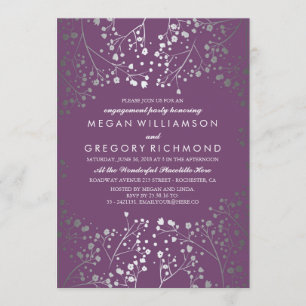 Invitation Amethyst et Silver Baby's Breath Engagement Party