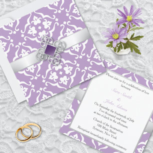 Invitation Amethyst Lily Damask Floral Mariage