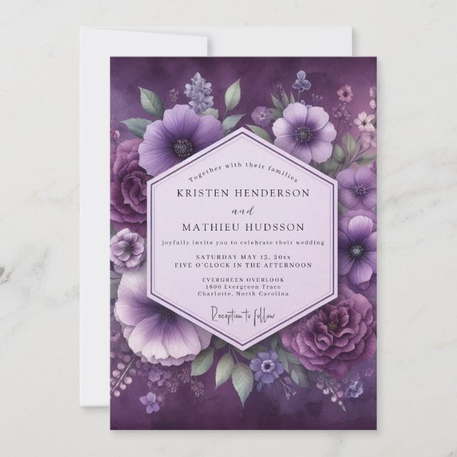 Invitation Amethyst Luminous Bloom Wedding (Devant)