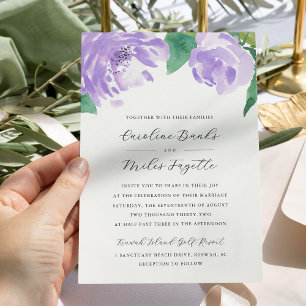 Invitation Amethyst Peony   Mariage floral lavande