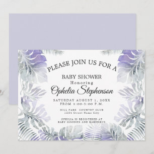 Invitation Amethyst Plum Botanique Turquoise Aquarelle Douche