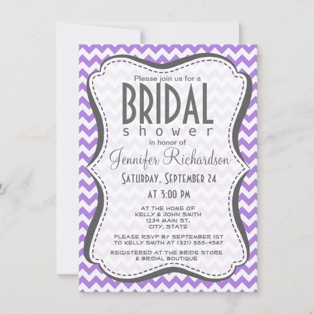 Invitation Amethyst Purple Chevron (Devant)