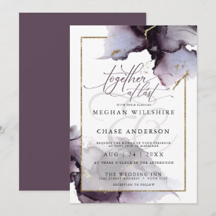 Invitation Améthyste Abstrait Muté Heather Purple Mariage Inv