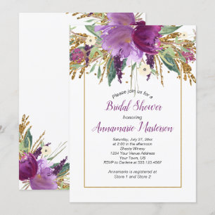 Invitation Améthyste Purple Gold Parties scintillant Fête des