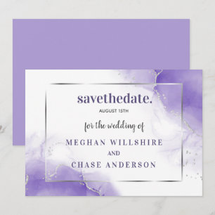Invitation Améthyste Purple Minimaliste Argent