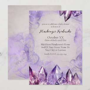 Invitation Améthyste violet d'aquarelle cristaux