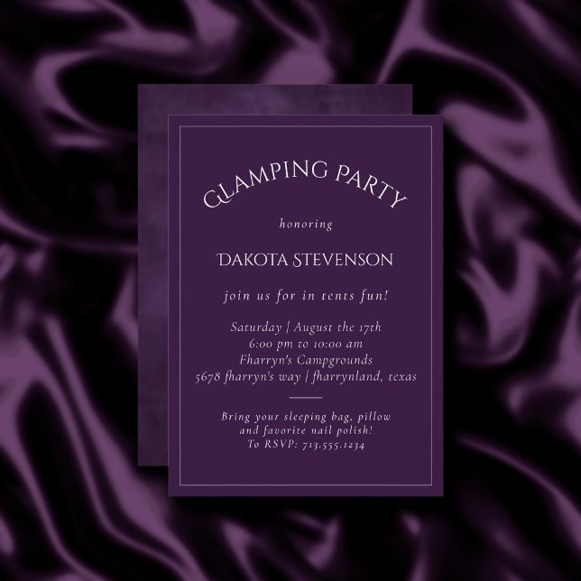 Invitation Améthyste Violet | Violet aquarelle foncée Glampin (Créateur téléchargé)