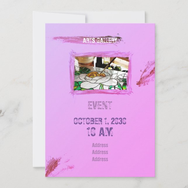 Invitation Amiable Brosse rose Tirages Tirage À Main (Devant)