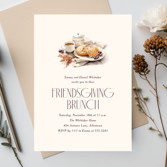 Invitation Amical Brunch Aquarelle (Créateur téléchargé)