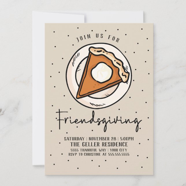 Invitation Amicale Citrouille Pie - Thanksgiving (Devant)