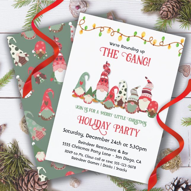 Invitation Amies Bureau Gnomes Fête de Noël (Créateur téléchargé)