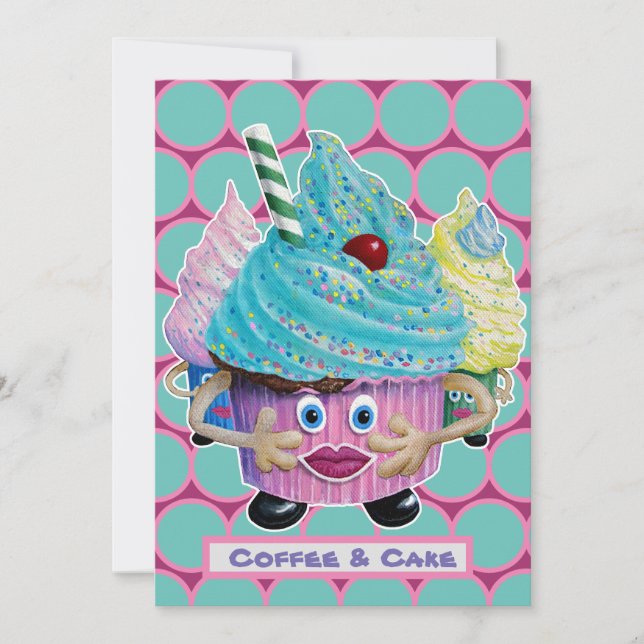 Invitation Amies décontractées amusantes, gâteau familial et  (Devant)