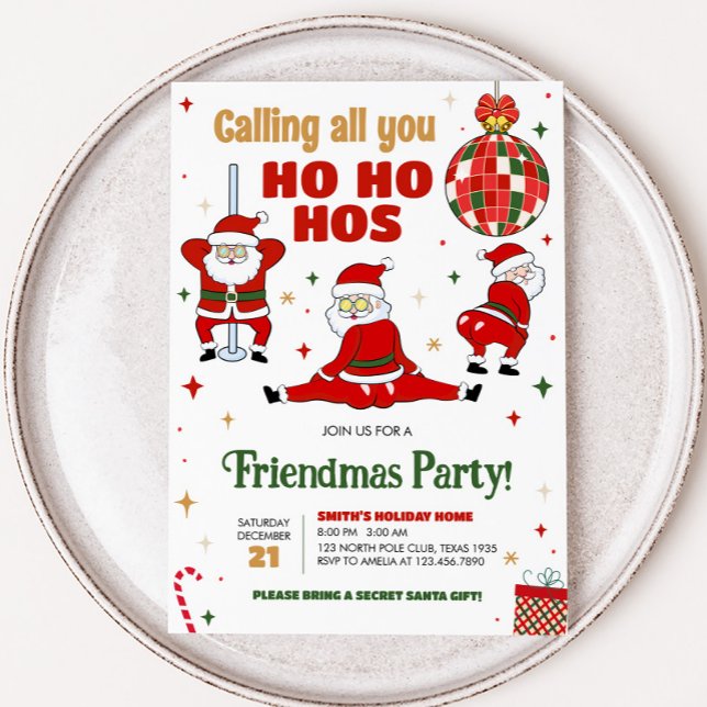 Invitation Amies Drôle Père Noël Christmas Party (Santa Friendsmas Christmas Party Invitation)