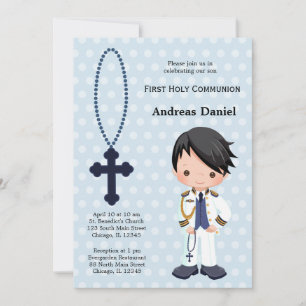 Invitation Amiral espagnol Premier communion garçon