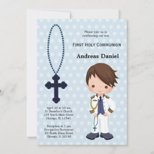 Invitation Amiral espagnol Premier communion garçon