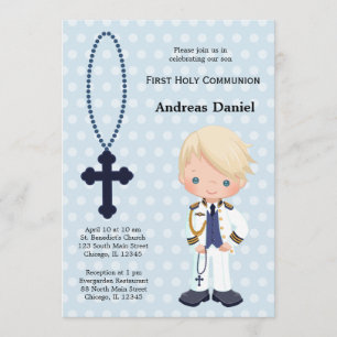 Invitation Amiral espagnol Premier communion garçon