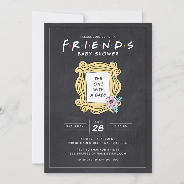 Invitation AMIS™ | Celui avec le Baby shower Chalkboard (Devant)