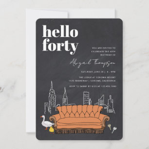Invitation AMIS™   Central Perk Chalkboard 40e anniversaire