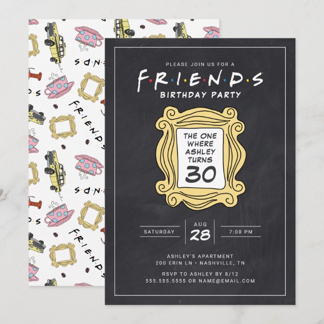 Invitation AMIS™ | Chalkboard 30e anniversaire (Devant / Derrière)