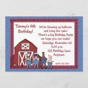 Invitation Amis d'anniversaire de basse-cour de denim