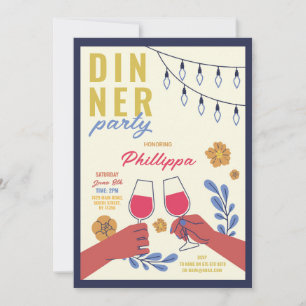 Invitation Amis de fête d'anniversaire Dîner dégustation de v