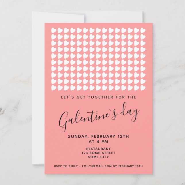 Invitation Amis du Coeur rose Saint-Galentin (Devant)