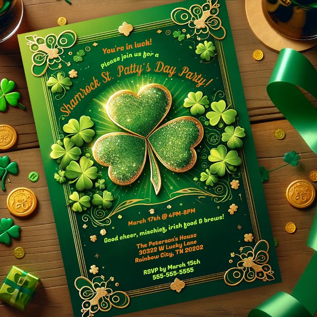 Invitation Amis Lucky Irish St. Patrick Fête (Créateur téléchargé)