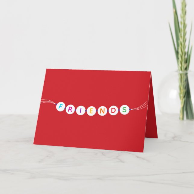 Invitation Amis mignon bracelet d'amitié rouge Valentine's (Devant)
