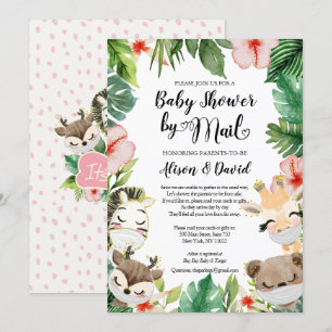Invitation Amis Safari   Baby shower FILLE par courrier