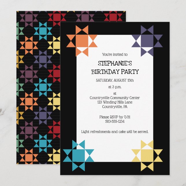 Invitation Amish Quilt Imprimer Quilt Thème Personnalisé (Devant / Derrière)