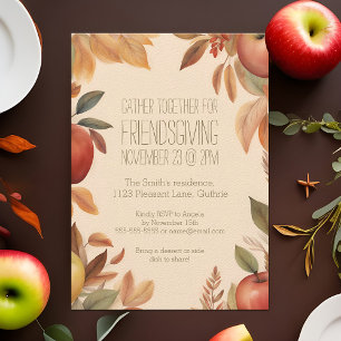 Invitation Amitié Automne Pomme Moisson Aquarelle Automne