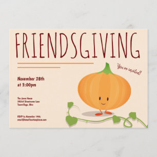 Invitation Amitié Souriant Vine Citrouille Thanksgiving